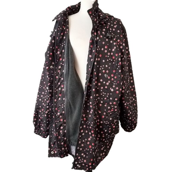 WOMAN WITHIN Black & Red Hooded Zip Coat Jacket Women's 2X 26/28 - Picture 4 of 9